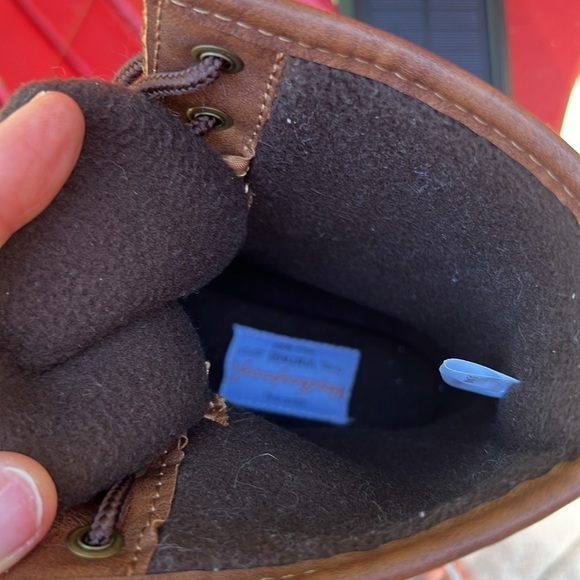 Adam Duck Boots Tan leather, blue rubber on bottom Men’s Size 8 Copy-NWOT - Picture 10 of 13